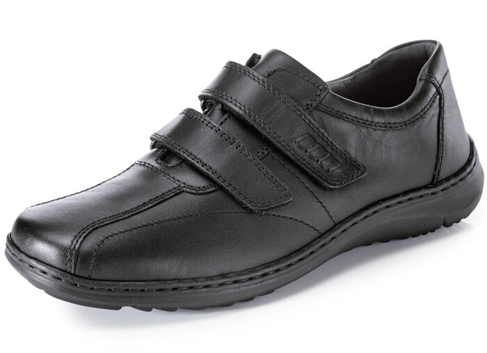 Waldl&auml;ufer, bequeme Herrn-Slipper, Weite H, mit herausnehmbarem Fu&szlig;bett SCHWARZ