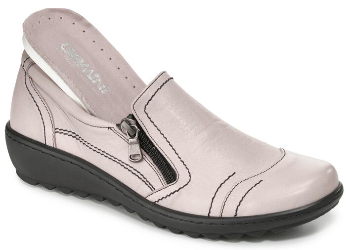 Gemini Slipper aus weichem Rind-Nappaleder KIESEL