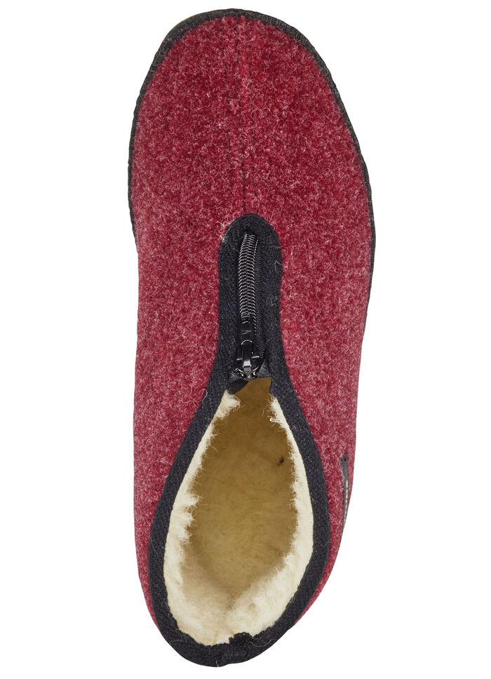 Atmungsaktive Damen-Hausschuhe, mit Reißverschluss BORDEAUX-SCHWARZ