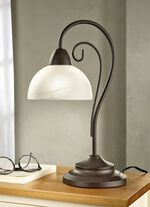 Tischleuchte mit Gestell aus antik rostfarbenem Metall 