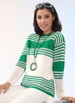 Pullover mit Ajourmuster ECRU-GR&Uuml;N