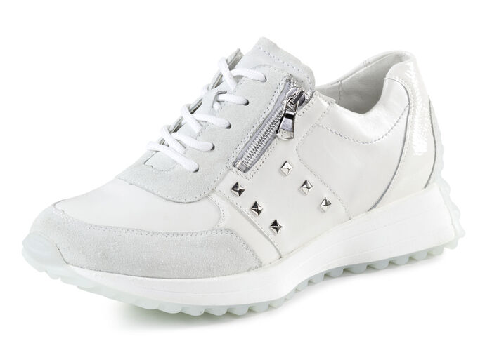 Waldläufer Sneaker mit Nietenbesatz WEISS-EISGRAU