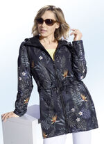 Longjacke mit Blüten- und Blätterdruck 