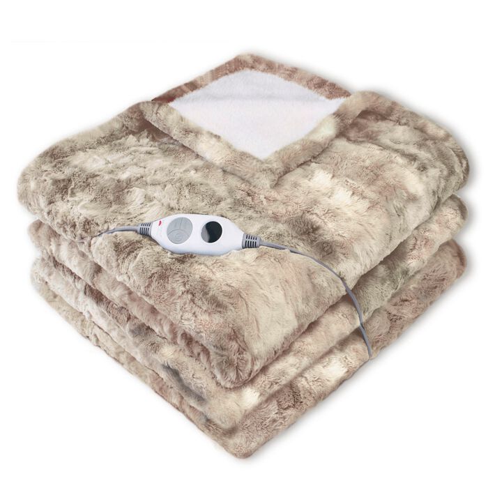 XXL-Heizdecke in Lammfell-Optik BEIGE