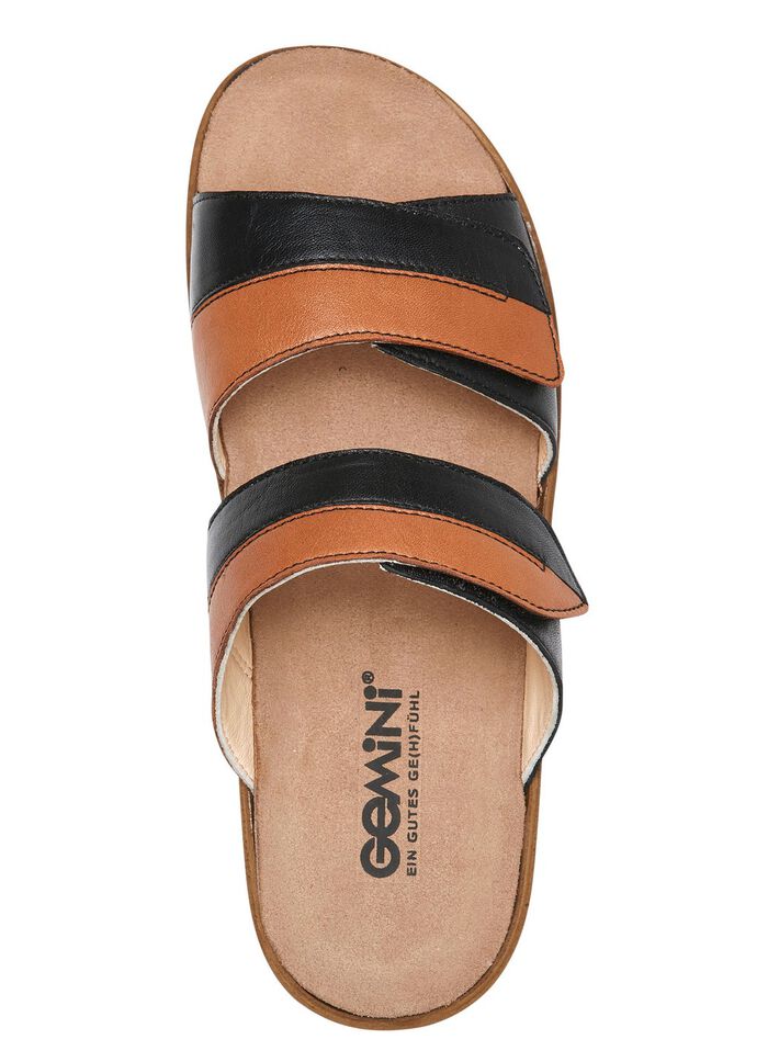 Gemini Pantolette aus Rind-Nappaleder SCHWARZ-COGNAC