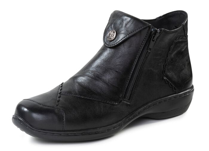 ELENA EDEN Bootie mit dezenter Knitter-Struktur und Metallschmuck SCHWARZ