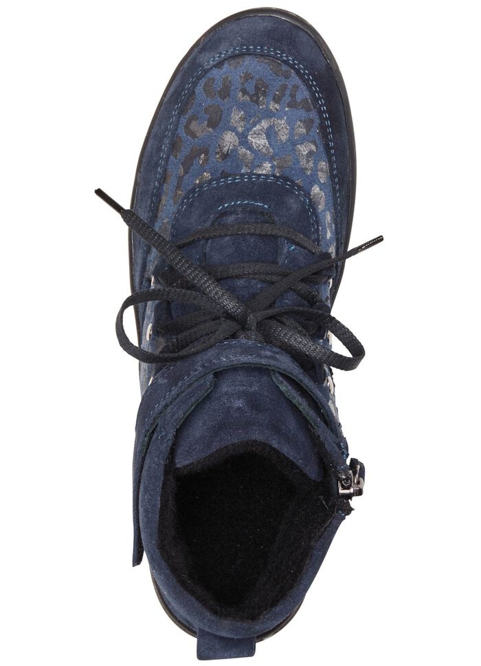 ELENA EDEN Schn&uuml;r-Bootie aus Veloursleder MARINE