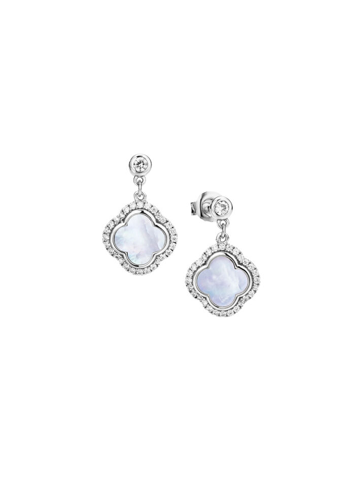 Kleeblatt-Ohrstecker aus Silber und Perlmutt 