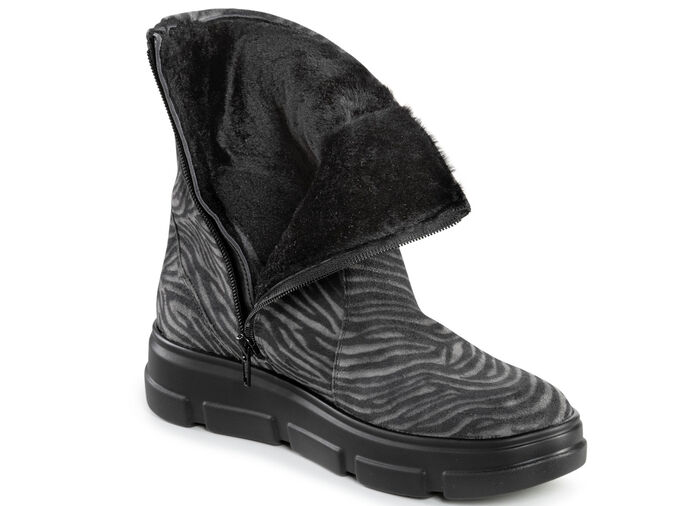 Waldl&auml;ufer Stiefelette mit Zebra-Dessin SCHWARZ-GRAU