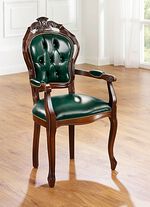 Esszimmer-St&uuml;hle und Sessel mit Lederbezug 