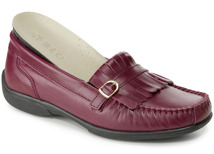 ELENA EDEN, klassische Damen-Slipper, Weite H, mit herausnehmbarem Lederfußbett BORDEAUX