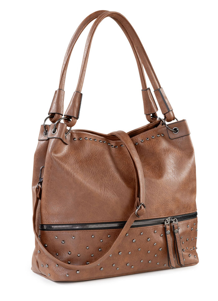 Tasche mit trendigen Ziernieten COGNAC
