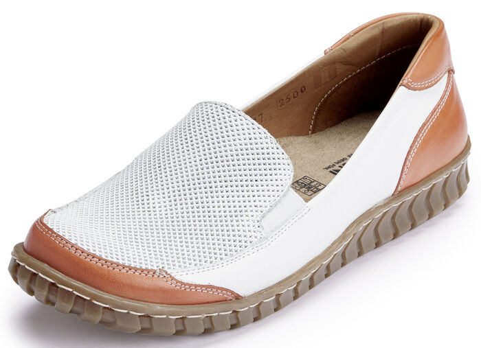 Gemini Slipper mit seitlich eingesetzten Gummiz&uuml;gen WEISS-ORANGE