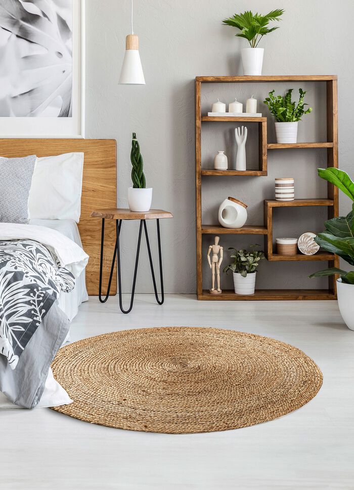 Handgeflochtene Teppiche aus 100% Jute BEIGE