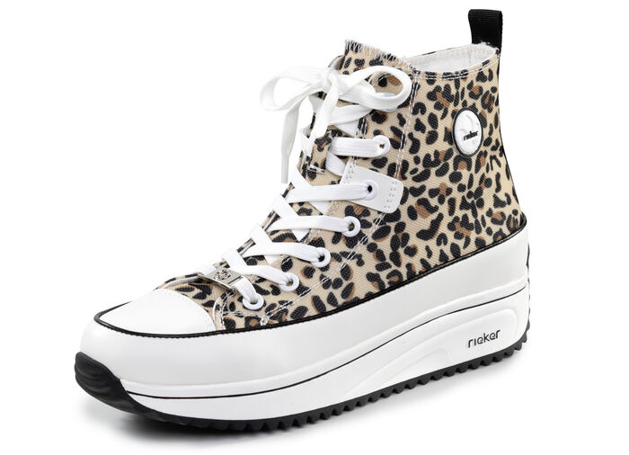 Rieker Schnür-Bootie in Leo-Print oder Denim-Style BRAUN-SCHWARZ-WEISS