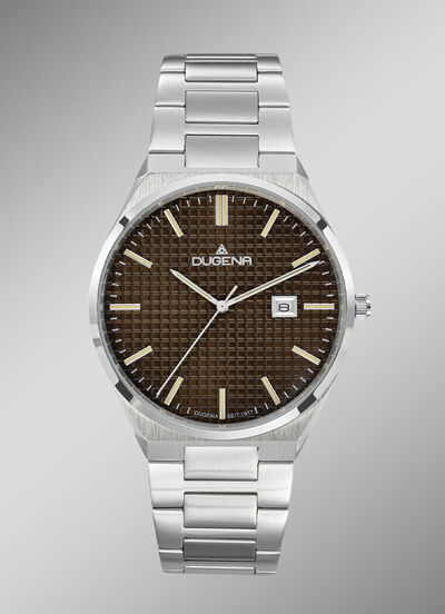Dugena-Quartz-Herrenuhr mit Edelstahlbandgehäuse 