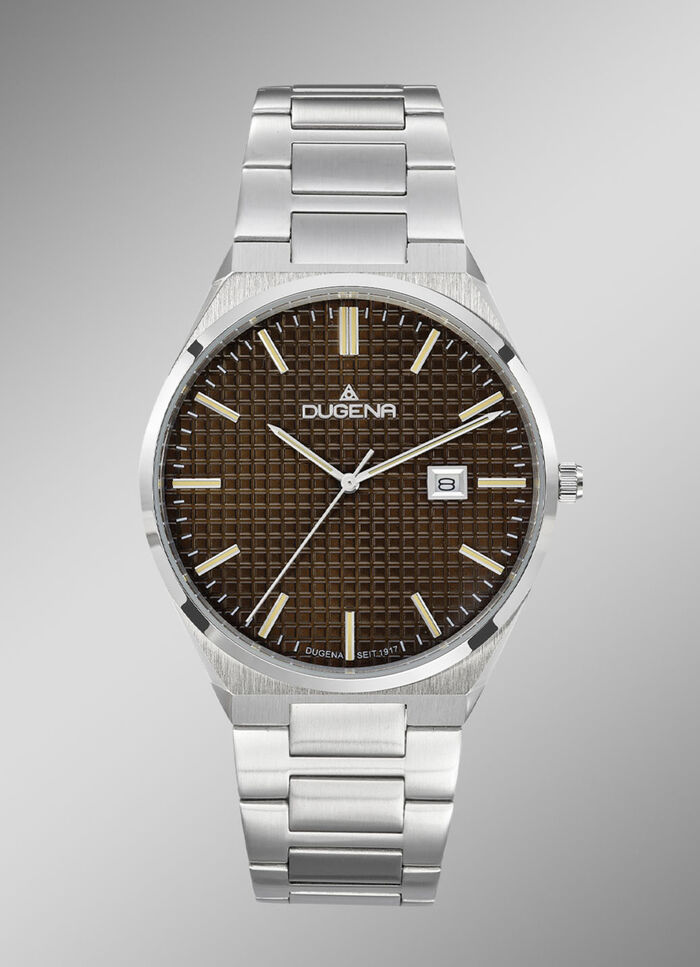 Dugena-Quartz-Herrenuhr mit Edelstahlbandgehäuse 