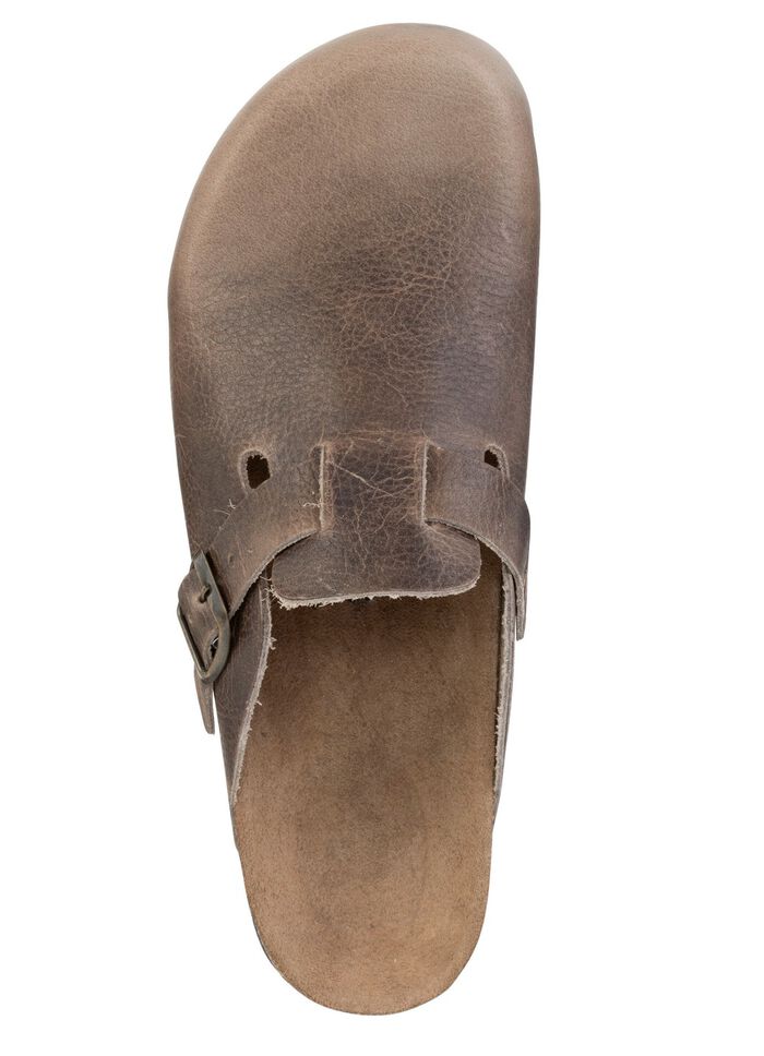 GINO GALANTE Clog aus schattiertem, genarbtem Rindleder TABAKBRAUN