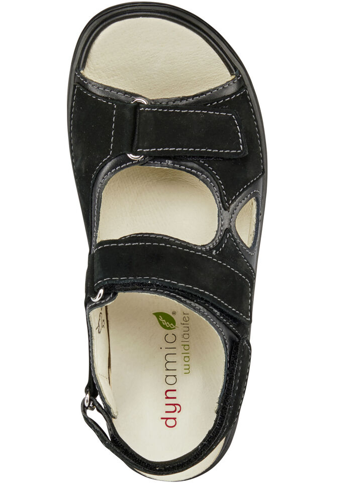 Waldläufer, bequeme Damen-Sandalen, Weite H, mit herausnehmbarem Fußbett SCHWARZ