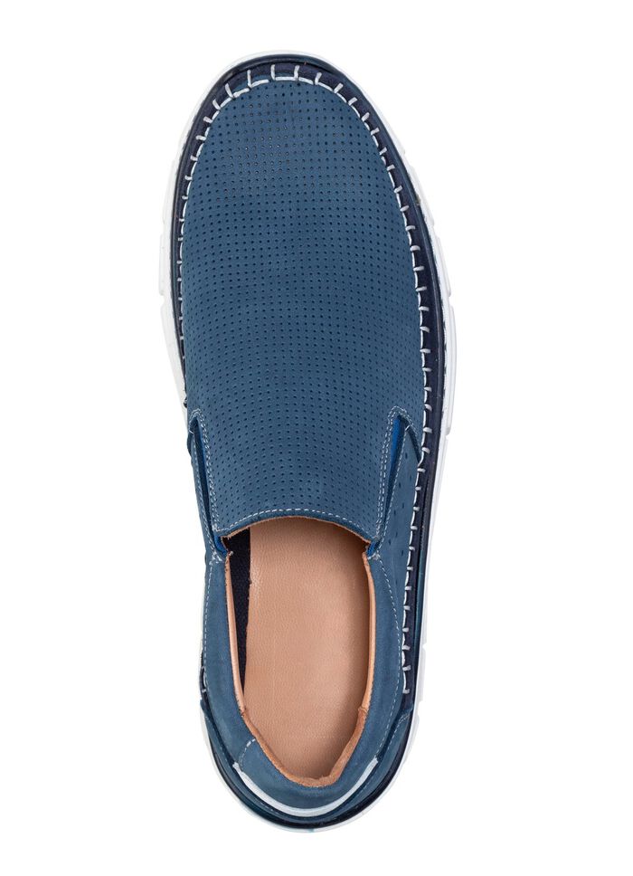 Slipper aus Rind-Nubuk- und Veloursleder BLAU