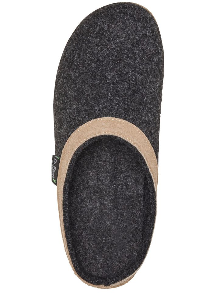 Laurina Wollfilz-Pantoffel mit Velours-Besatz ANTHRAZIT