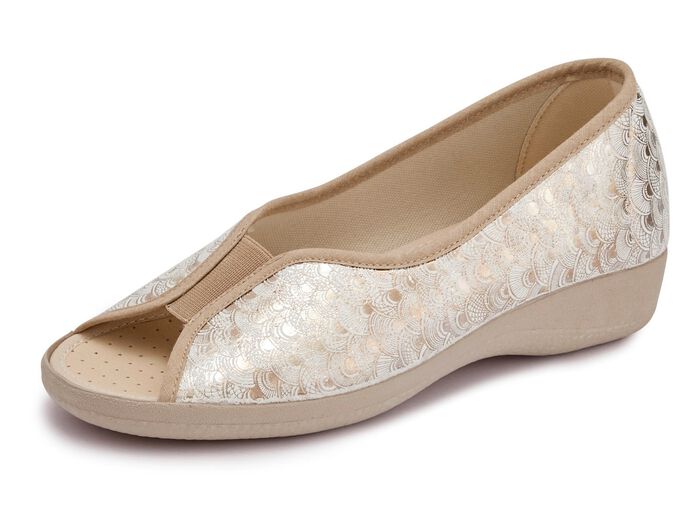 Slipper in Goldbeige aus Textilmaterial 