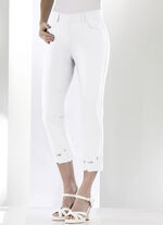 Hose mit floralen Lochstickereien WEISS