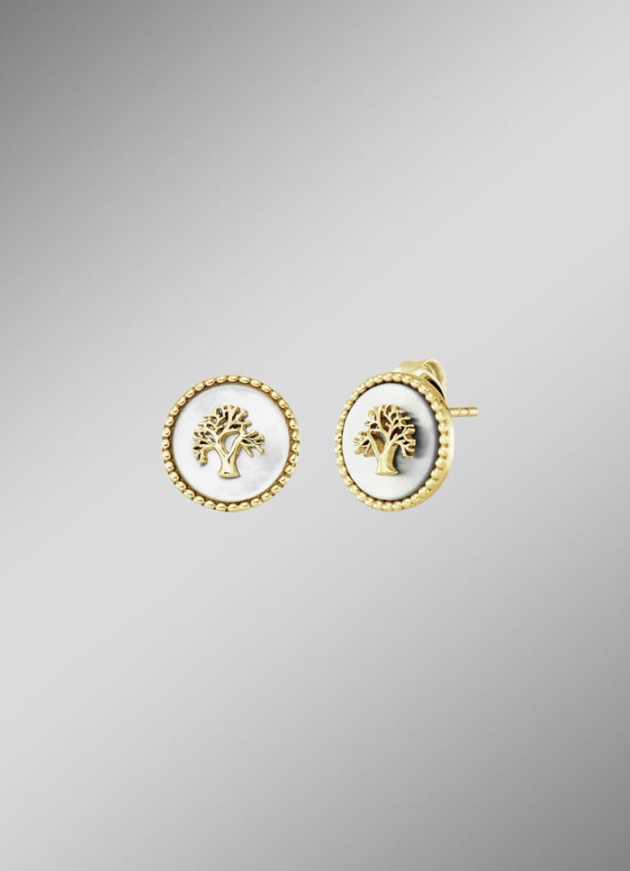 "Tree of Life" vergoldete Ohrstecker Perlmutteinlage  