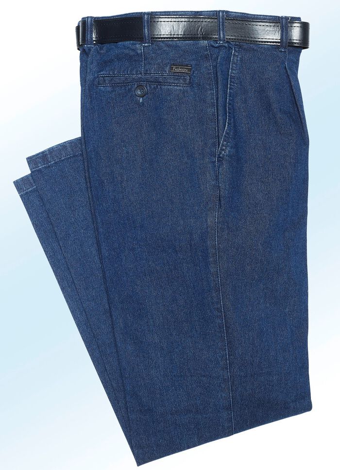 B&uuml;gelfreie Jeans mit G&uuml;rtel in 3 Farben JEANSBLAU