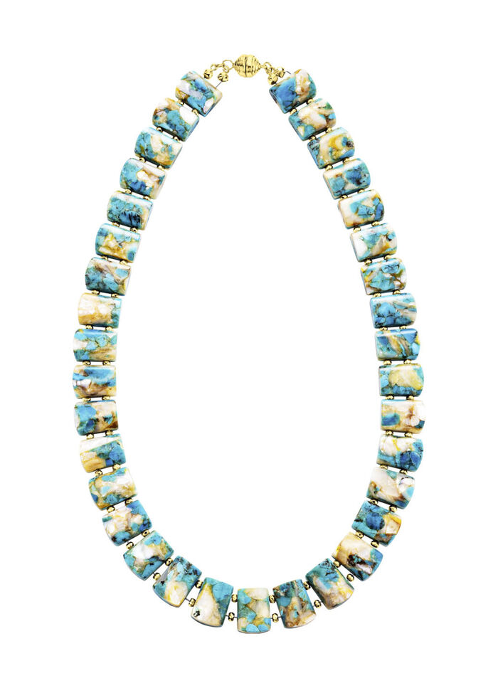 Halskette mit beh. T&uuml;rkis und beh. Perlmutt 