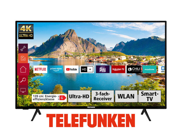 Telefunken 4K-UHD-LED-Fernseher mit Smart-TV 