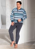 Schlafanzug aus Frottierstretch, mit Knopfleiste und B&uuml;ndchenabschl&uuml;ssen 