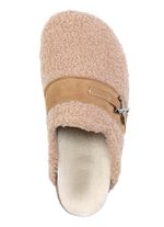 Laurina Pantoffel aus weichem Pl&uuml;sch mit Veloursbesatz SANDBEIGE