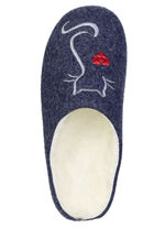 Warme Damen-Hausschuhe, mit Wolle MARINE