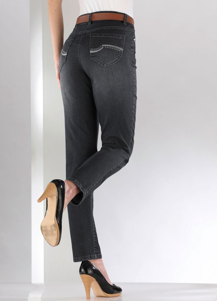 Jeans mit sch&ouml;nen Stickereien und funkelnden Strassteinen 