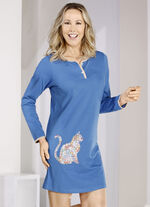 Zweierpack Nachthemden mit Knopfleiste und platziertem Druck 