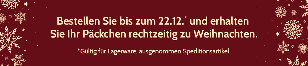 Bestellen Sie bis zum 19.12 um 12 Uhr und erhalten Sie ihr Päckchen rechzeitig zu Weihnachten