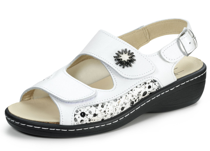 Schuhe - ELENA EDEN Sandale mit herausnehmbarem Leder-Kork-Fußbett, in Größe 036 bis 042, in Farbe WEISS Ansicht 1